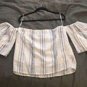 Romeo + Juliet Striped Off the Shoulder Top